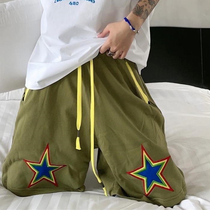 Quần Short Ống Rộng Phong Cách Hip Hop Đường Phố Mỹ 【ZHELIHANGFEI】 / star Cho Nữ