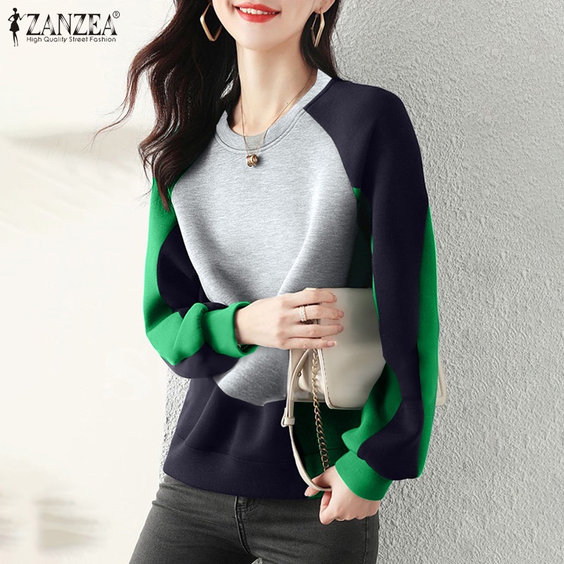Áo nỉ ZANZEA cổ tròn dài tay thiết kế thời trang cho nữ