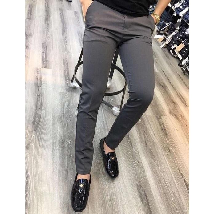 Quần tây nam Hàn Quốc chất liệu vải dày dặn, co giãn, ống đứng xếp li, ôm dáng người mặc | BigBuy360 - bigbuy360.vn