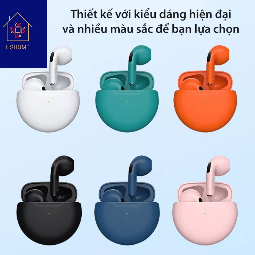 Tai Nghe Không Dây Chân Thực Pro 6 Điều Khiển Cảm Ứng Cho Mọi Điện thoại Có Mic Tai Nghe Bluetooth chống thấm nước