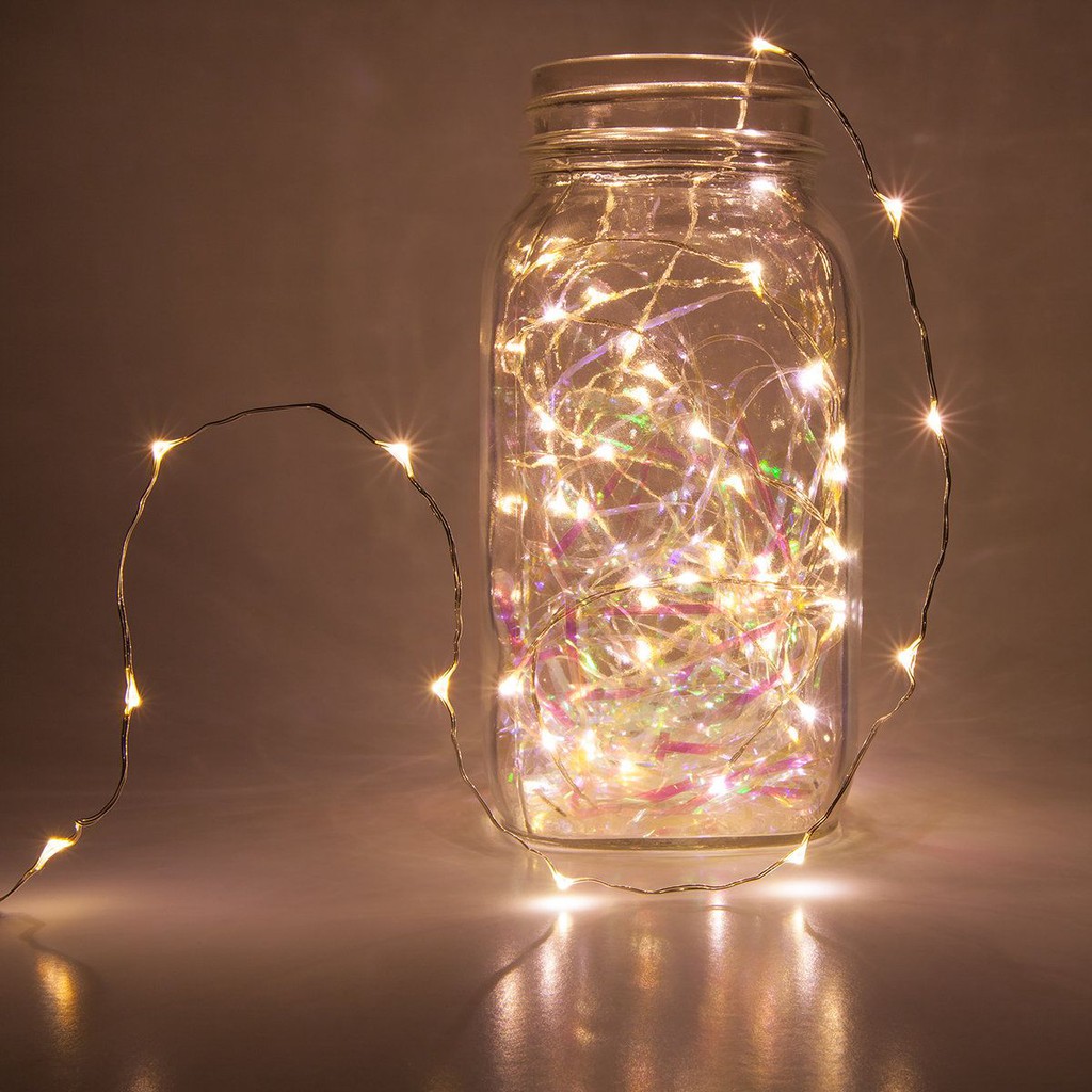 Dây đèn led trang trí đom đóm, fairy light trắng, vàng, nhiều màu chạy dùng pin AA decor nhà cửa, phòng ngủ, hộp q