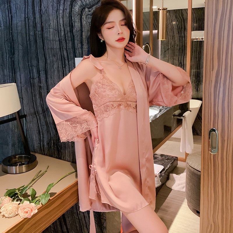 Set ngủ lụa hàng cao cấp có đệm ngực Lei01