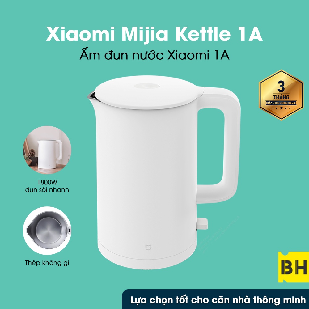 [5 PHÚT NƯỚC SÔI] Ấm Đun Nước Xiaomi Mijia 1A ấm đun nước inox304 Ấm Đun Nước 1800W Đun Sôi Nhanh,Vỏ nhựa PP an toàn