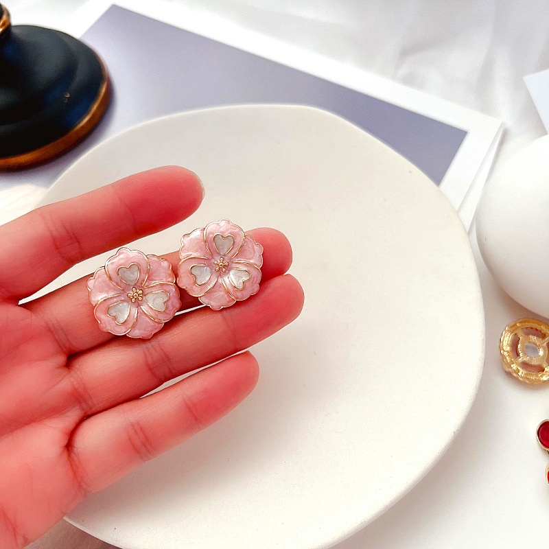 [Hàng Mới] Bông Tai Tráng Men Hình Hoa Phong Cách Retro