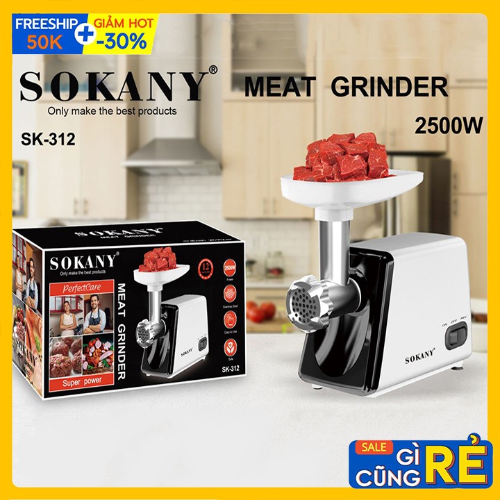 Máy Xay Thịt Cá, Đùn Xúc Xích Làm Lạp Xướng SOKANY SK312 2500W