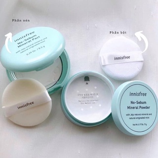 Phấn phủ kiềm dầu Innisfree No-sebum Mineral Powder và Phấn nén Innisfree No-sebum Mineral Pact