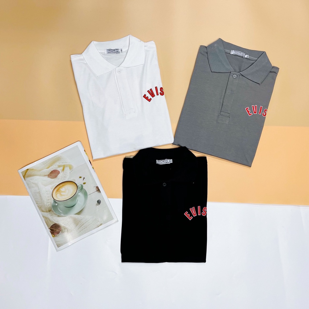 ÁO THUN TRỤ NAM - ÁO POLO LOGO EVI HOẠ TIẾT MẶT CỰC LẠ - CHẤT COTTON THẤM HÚT TỐT
