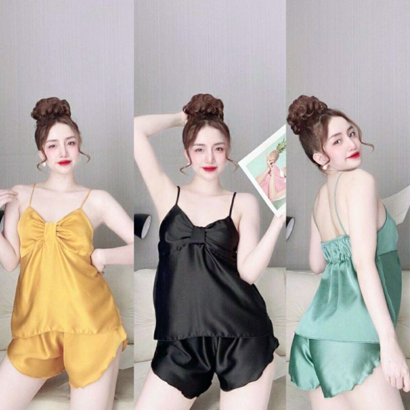 Set Bộ Satin Nữ Hai Dây Mặc Nhà