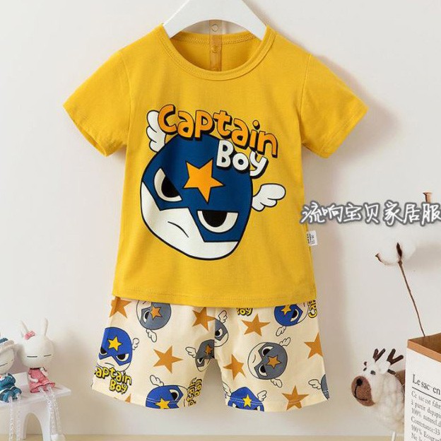 Bộ áo thun cotton mát mẻ in đội trưởng mỹ captain boy siêu cute