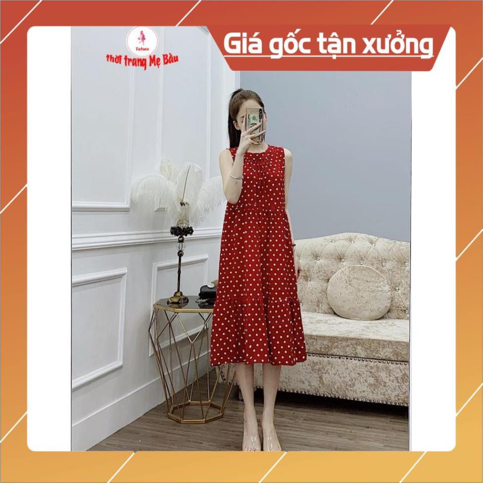 Váy bầu chấm bi ba lỗ hàng thiết kế (hình thật) (shop Tatoco)
