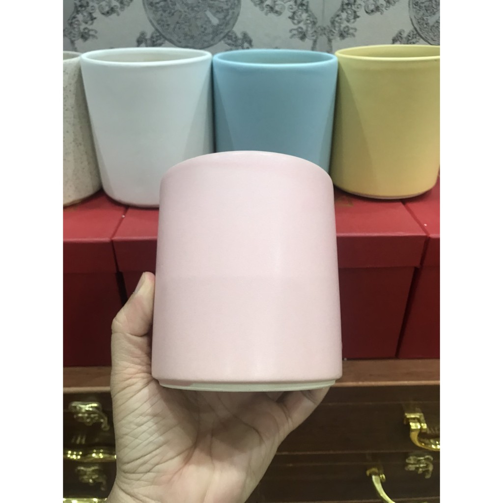 Chậu trồng cây cảnh - Sen Đá - Xương Rồng - Hoa nhỏ - Kiểu vành TRỤ TRÒN - MS151, gốm Sứ Bát Tràng.