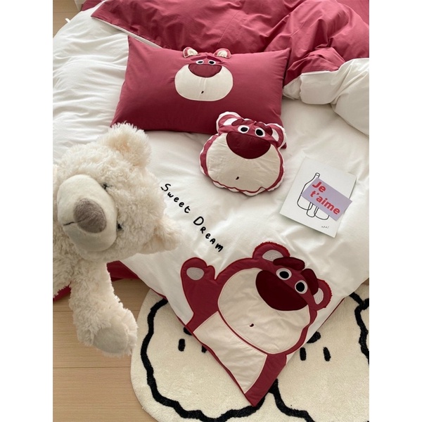 Set Chăn Ga Cotton Linen IGUN BEDDING Hoạt Hình Tặng Kèm Gối Bông