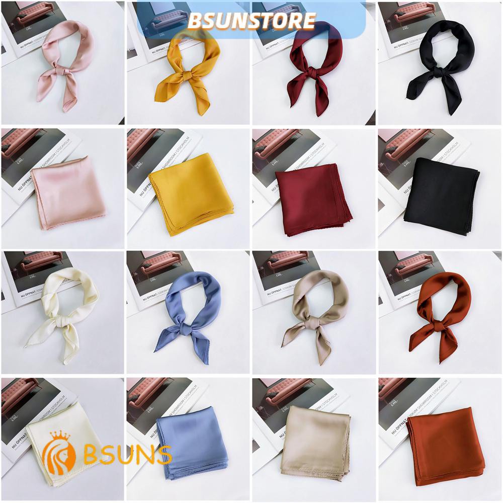 Khăn Choàng Cổ Bằng Lụa Satin Hình Vuông Màu Trơn Phong Cách Cổ Điển Thời Trang Cho Nữ