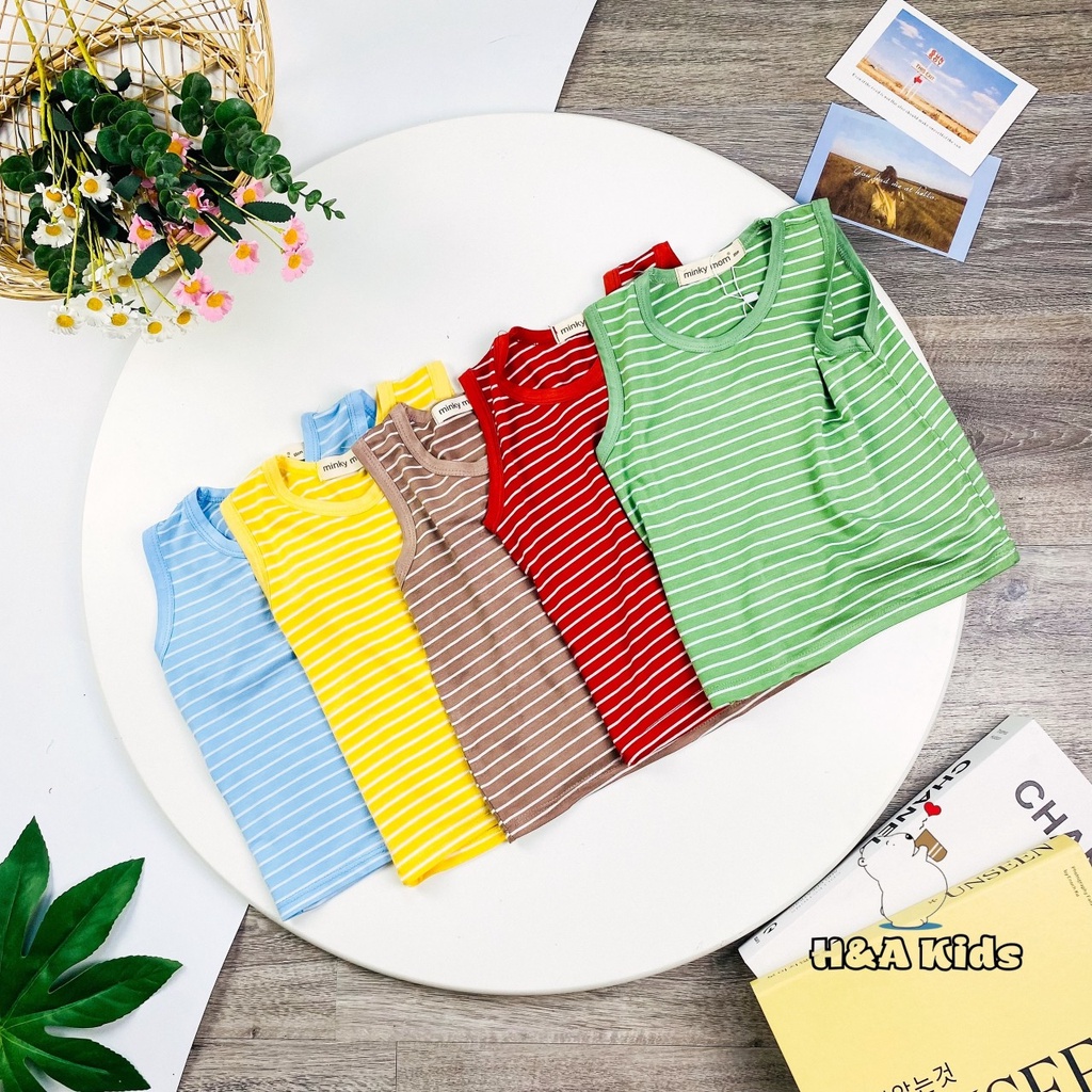 Bộ quần áo ba lỗ cho bé trai bé gái kẻ sọc ngang, thun lạnh.  Cả bộ quần áo. Bé 9-32kg . MMBL16 Shop-Mẹ-Rùa