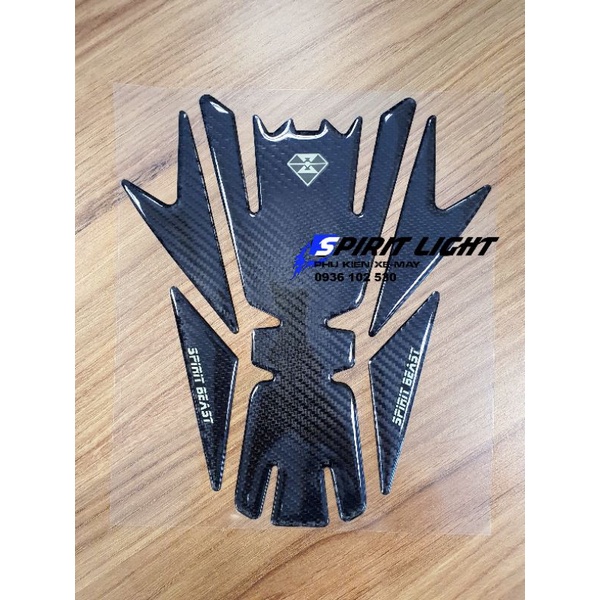 Tem Decal xương cá vân carbon (cac bon, cat bon) Spirit Beast dán ốp bình xăng mô tô phân khối lớn moto PKL decan hãng