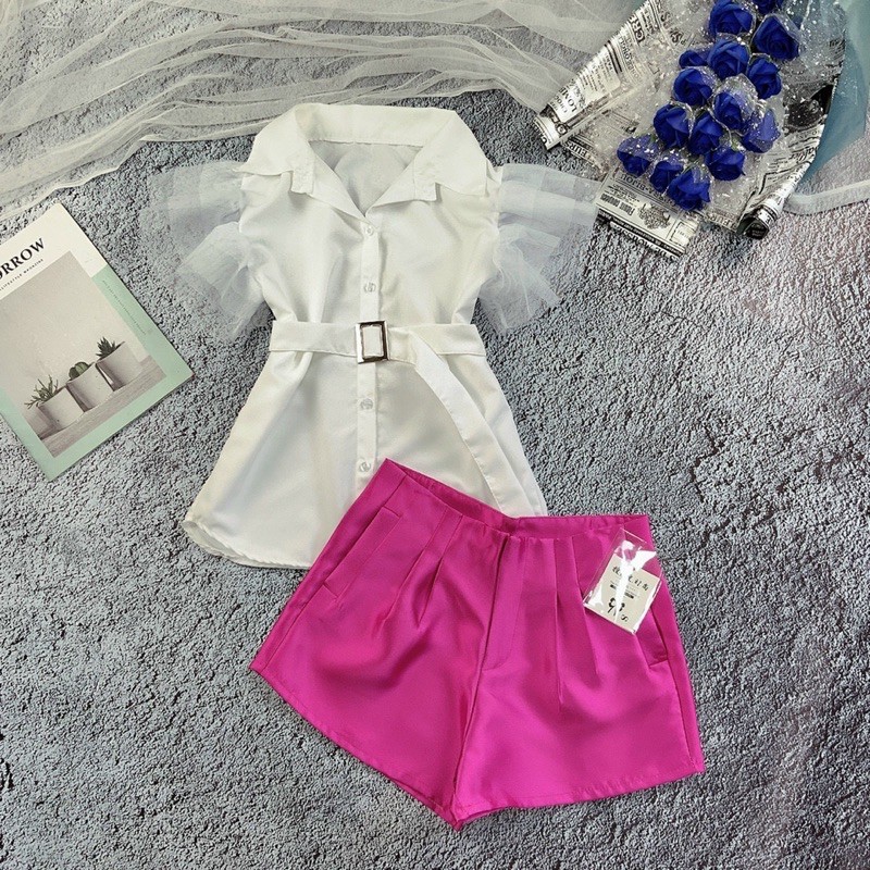 [Mã 151FASHIONSALE1 giảm 10K đơn 50K] Áo sơ mi phối lưới