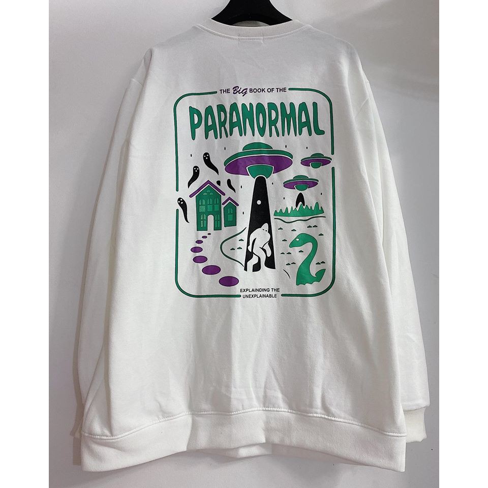 Áo sweater đĩa bay trắng phong cách unisex (gin store)