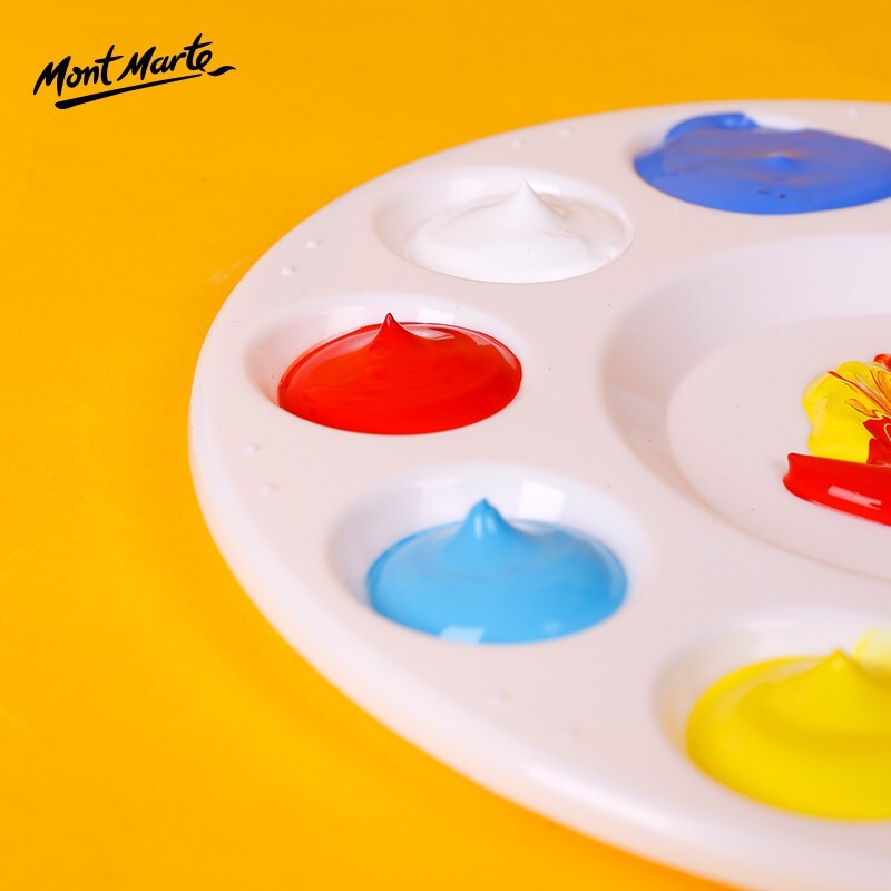 [Hỏa Tốc HCM] Khay Pha Màu Nhựa Tròn 17cm Mont Marte - Round Plastic Palette 17cm - AMPL0001