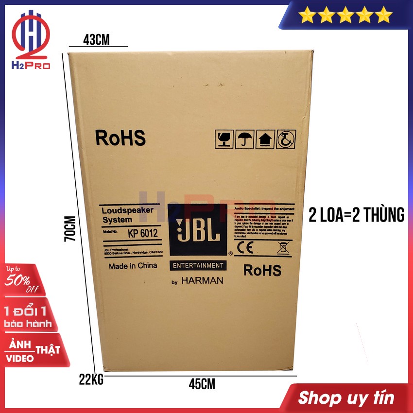 Đôi Loa Karaoke Gia Đình, Loa Karaoke Kp6012 Cao Cấp (2 Loa) 700W-Bass 30-Từ 190 Coil 76(Tặng 2 Jack Neutrik)-H2Pro Tech