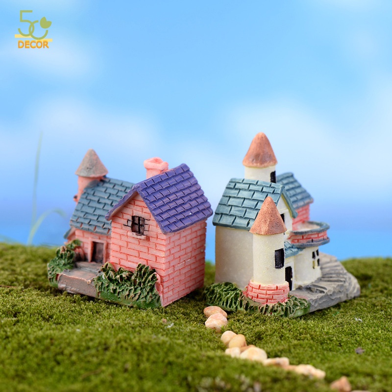 Mô hình nhà gạch mini tiểu cảnh trang trí phong cách châu Âu, trang trí bàn, trang trí nhà, trang trí vườn