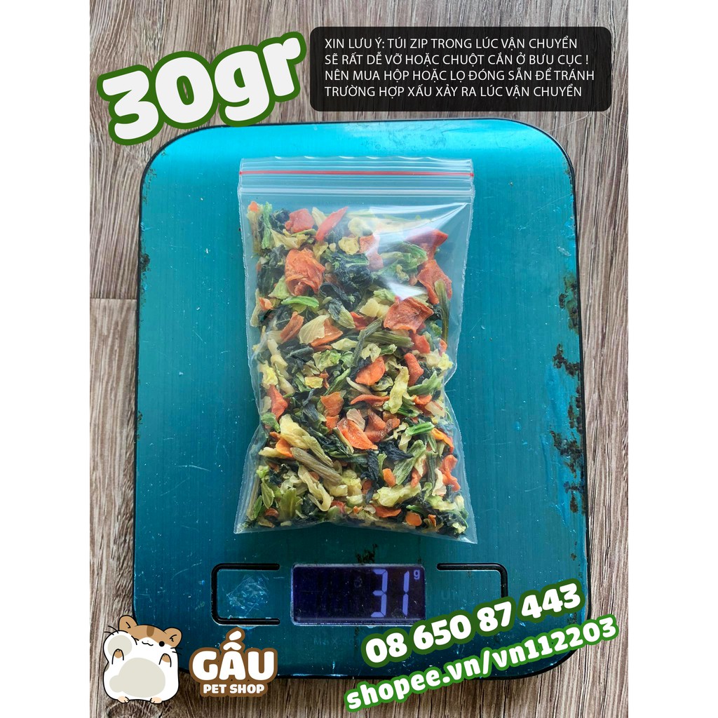 Rau củ sấy cho Hamster