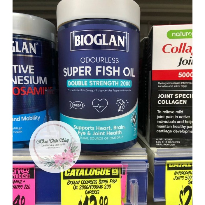 (Đủ bill_mẫu mới) Siêu dầu cá Bioglan super fish oil 2000mg lọ 200v