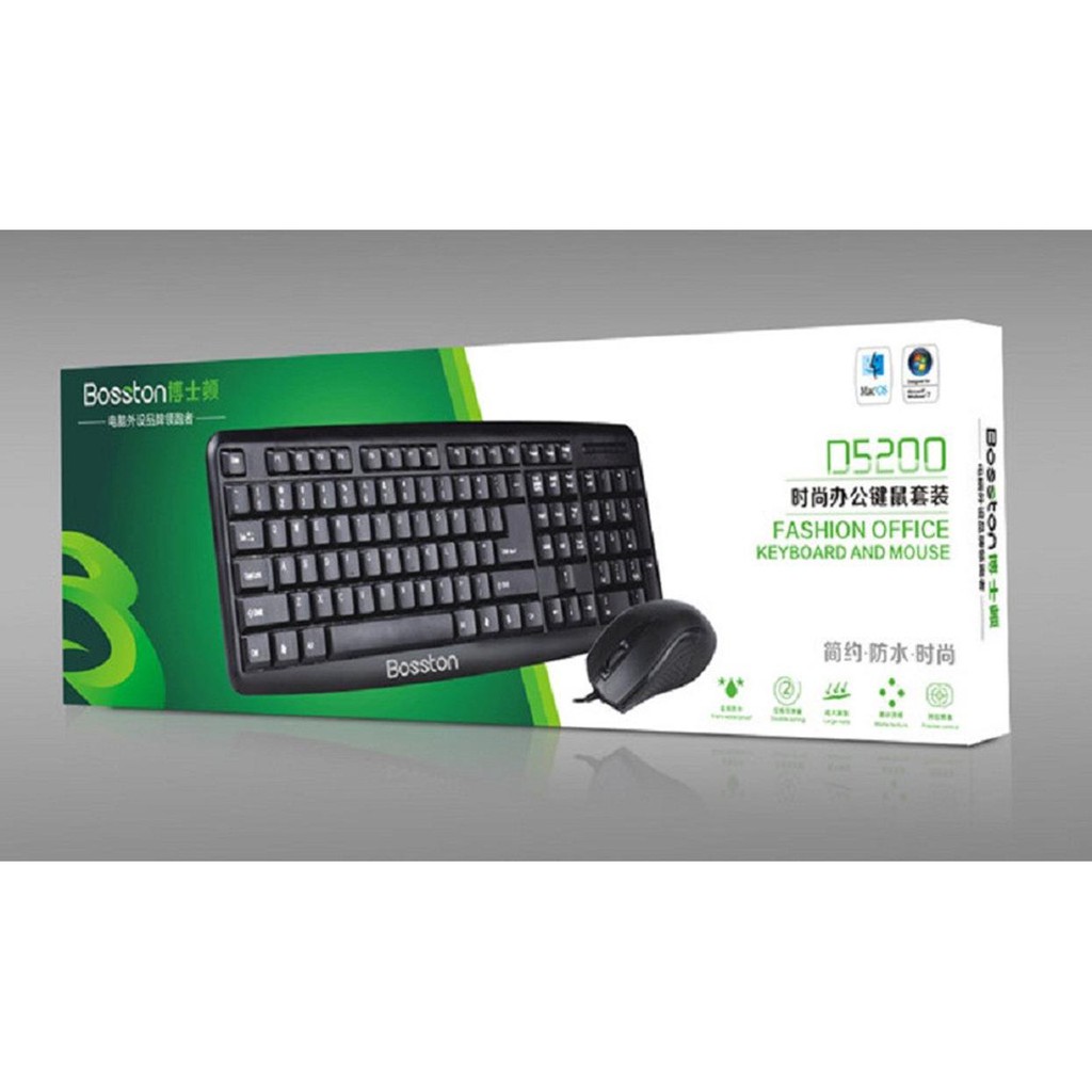 [Mã ELHAFS50K hoàn 7% xu đơn 50K] Bộ bàn phím và chuột văn phòng Bosston D5200 có dây (Đen) | BigBuy360 - bigbuy360.vn