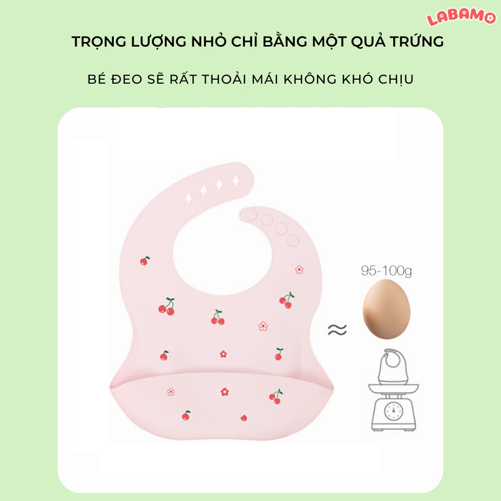 Yếm ăn dặm cho bé silicon 3D có máng hứng siêu mềm chống thấm hình hoa nhí đáng yêu LABAMO YSLC