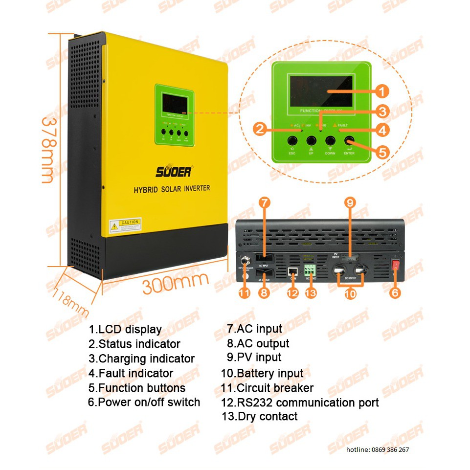 Kích điện nối lưới Biến tần nối lưới Hybrid inventer suoer
