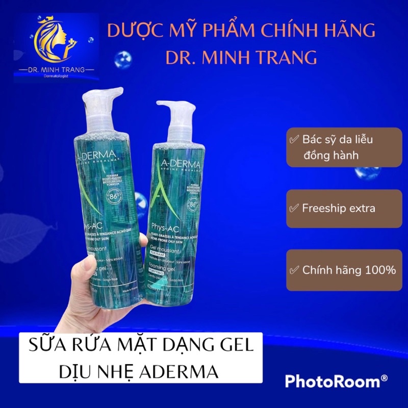 [CHÍNH HÃNG] Sữa rửa mặt Aderma Phys-AC dầu mụn nhạy cảm 200ml, 400ml