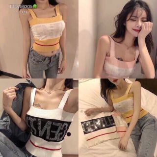 Áo Kẻ 2 dây đính đá chữ