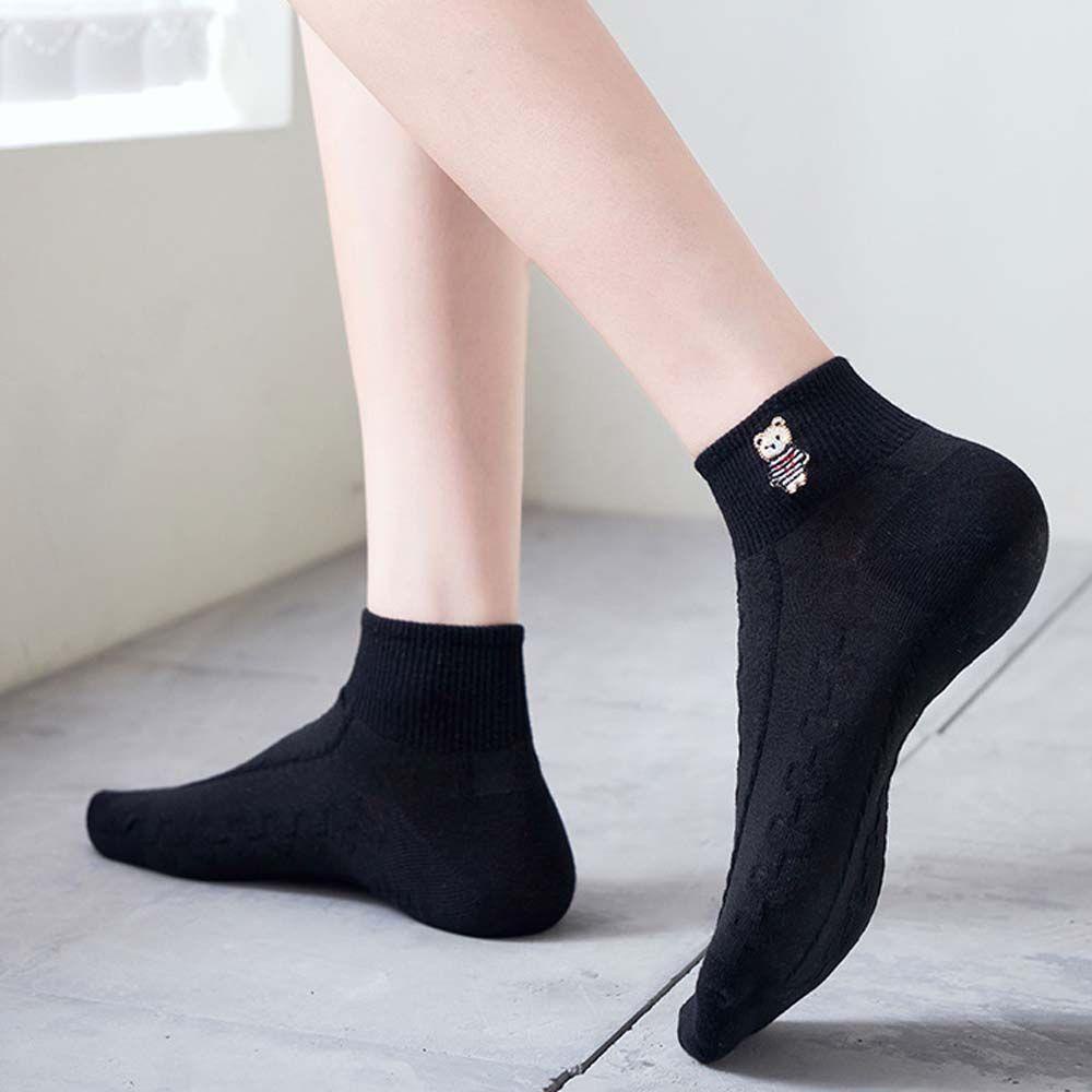 Tất Cotton Cổ Thấp Thêu Họa Tiết Hoạt Hình Xinh Xắn Theo Phong Cách JK 1