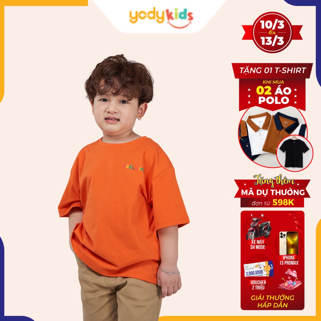 Áo thun cho bé YODY vải cotton thoáng mát in hình icon dễ thương TSK5203