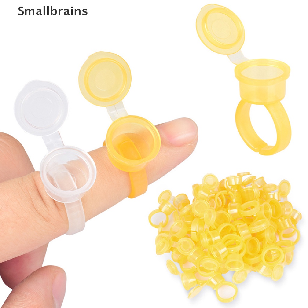 [Hàng mới về] Set 50 cốc giữ mực xăm dạng nhẫn đeo dùng một lần có nắp đậy