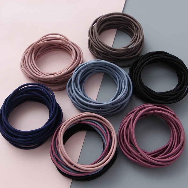 Set 100 Dây Thun Buộc Tóc 1 Lỗ Co Giãn Tốt Tiện Dụng Cho Nữ