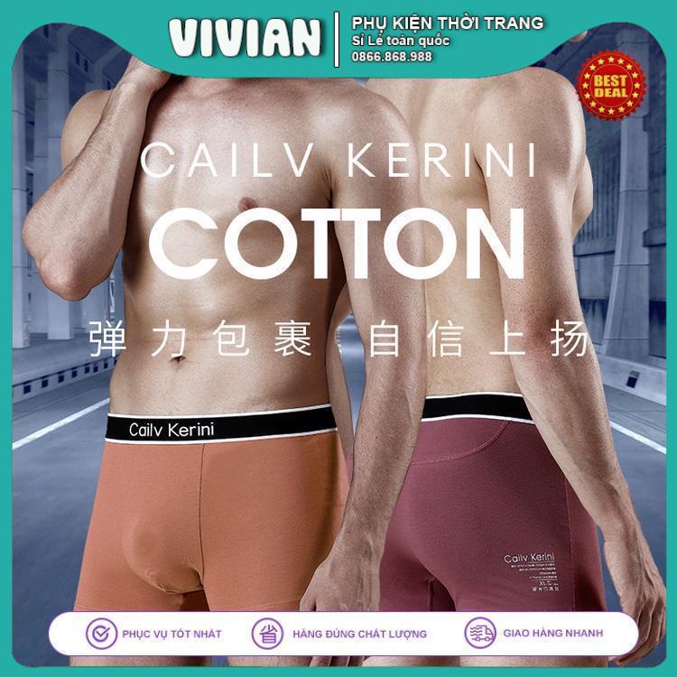 Quần Lót Nam Cailv Kerini Lon ⚓HÀNG NHẬP KHẨU⚓Quần Sịp Đùi boxer cotton thiết kế liền mạch CO DÃN  4 CHỀU, hộp quà tặng