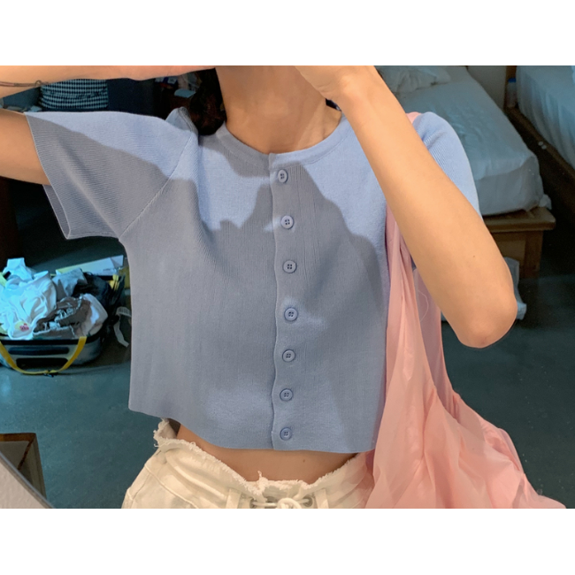 DUNEA COD Áo Khoác Cardigan Dệt Kim Tay Ngắn Màu Tím Dễ Thương
