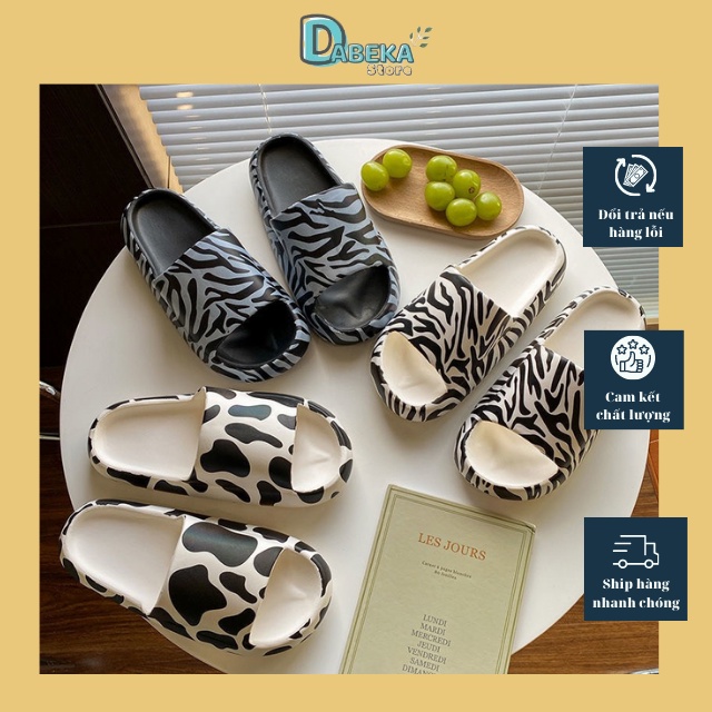 Dép Bánh Mì Hoạ Tiết Bò Sữa Ngựa Vằn Ulzzang - Dép Lê Quai Ngang Hottrend Siêu Êm Chống Trơn Trượt - Dabeka - D025