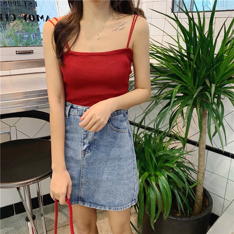 Áo Hai Dây Ôm Dáng Phong Cách Hàn Quốc Dễ Phối Đồ Cho Nữ