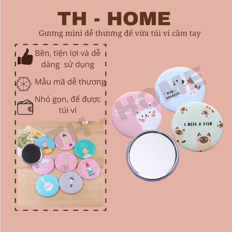 Gương cầm tay mini dễ thương để vừa túi ví cầm tay