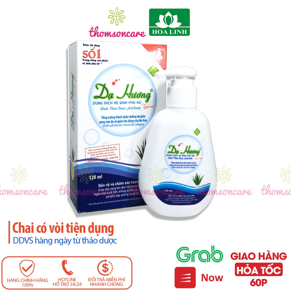 Dạ hương chai 120ml có vòi tiện dụng - Dung dịch vệ sinh phụ nữ, nước rửa phụ khoa hàng ngày của Hoa Linh