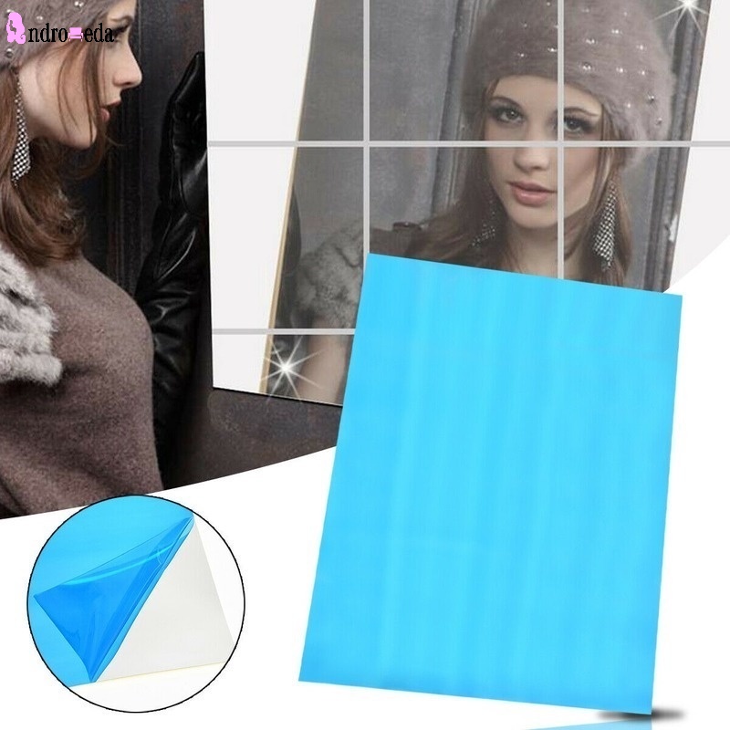 Miếng Dán Tường Bằng Acrylic Tráng Gương Siêu Mỏng Chống Thấm Nước Kích Thước 50x50cm/50x100cm Tiện Dụng Cho Nhà Tắm