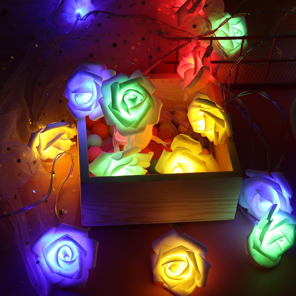 LEISURE Dây Đèn Led 10 / 20 Bóng Hình Hoa Hồng Trang Trí Tiệc