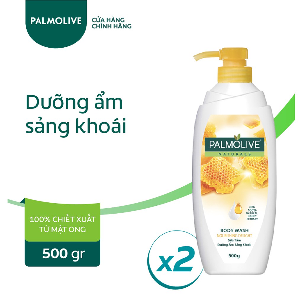 [Mã FMCGCOL giảm 8% đơn 250K] Bộ 2 chai sữa tắm Palmolive dưỡng ẩm sảng khoái 100% chiết xuất từ mật ong 500g/chai