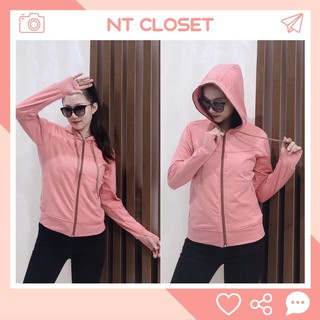 Áo khoác chống nắng nữ, vải cotton mềm mịn, bền màu, có size to Màu hồng nude NT Closet - AK061