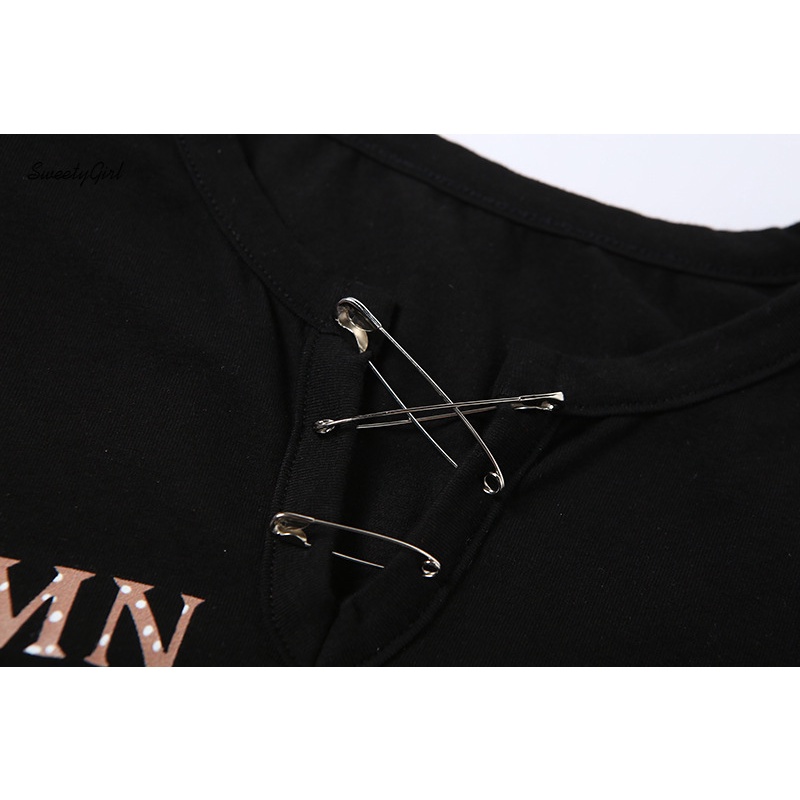 Áo Crop Top Nữ Tay Ngắn Cổ Tròn In Chữ 2022 Thời Trang