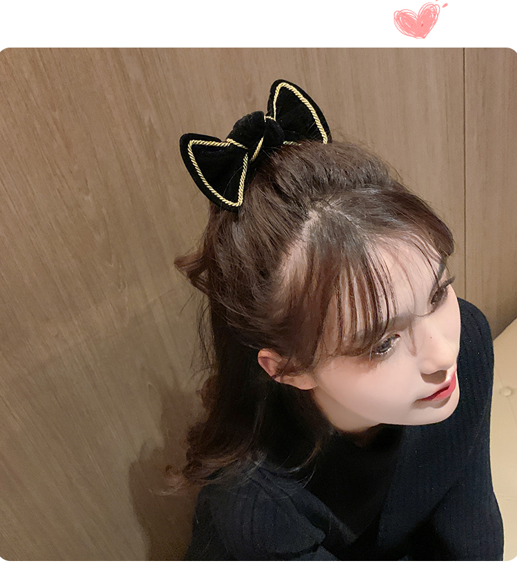 Kẹp Tóc Nơ Nhung Đen Phong Cách Retro