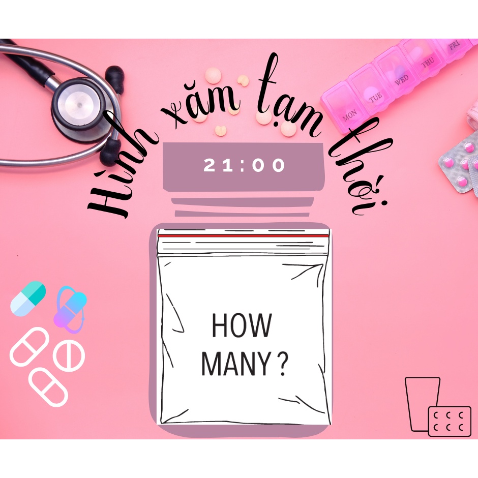 "PILL🤒" Hình Xăm Dán Mới Nhất,Chống Nước 100%,Giữ Hình Lâu - Hai Mốt Giờ Store 🌺