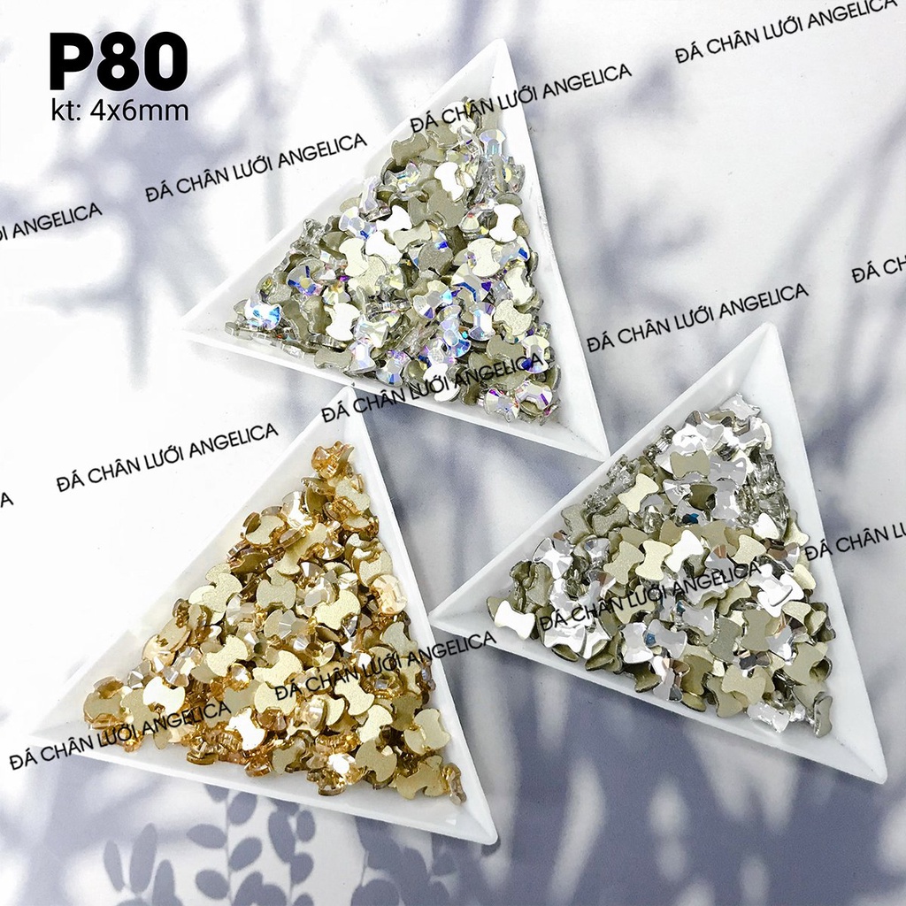 Túi 10 Viên Đá Nail Chân Bằng Chân Vàng Hình Nơ Trang Trí Móng ANGELICA P80