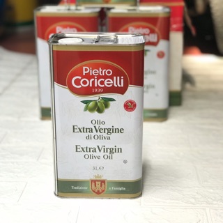 Dầu oliu extra virgin loại can 3Lit - ép lạnh 100% từ oliu nguyên chất